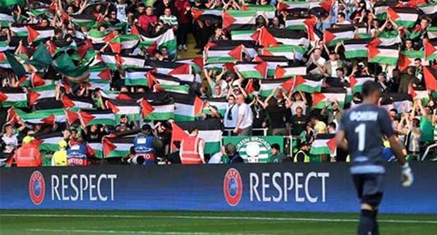 بالصور: جماهير سيلتيك الأسكتلندي ترفع العلم الفلسطيني أمام فريق هبوعيل \"الإسرائيلي\"